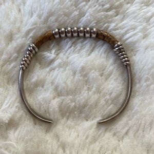 Sterling Silver & Leather Snakeskin Western Bracelet Cuff